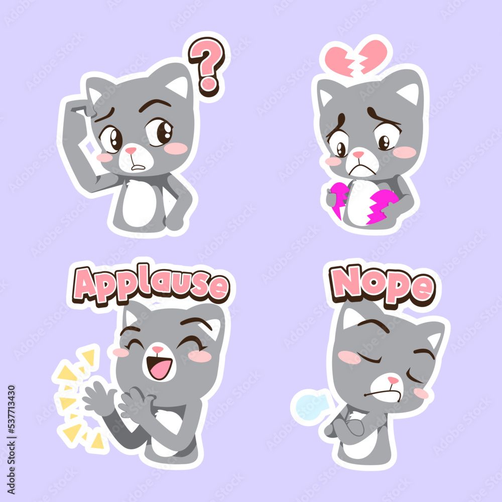 cute little cat vector sticker set