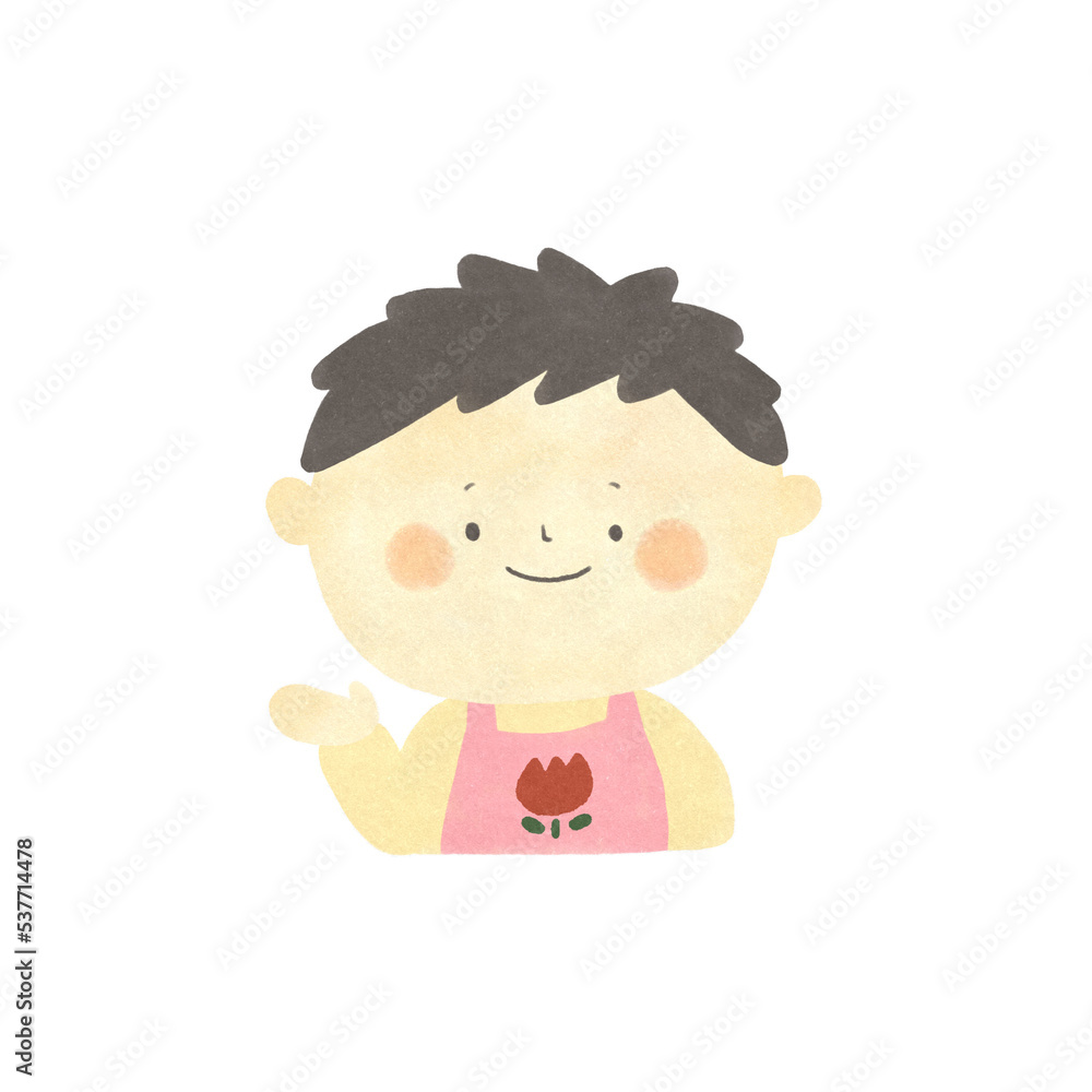 水彩画　ご案内　保育士の男性　手描きイラスト素材