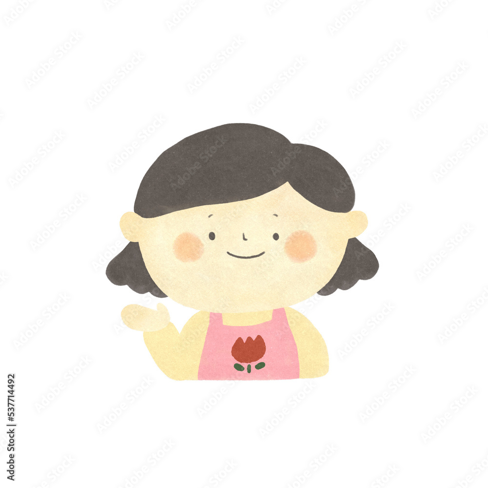 水彩画　ご案内　保育士の女性　手描きイラスト素材