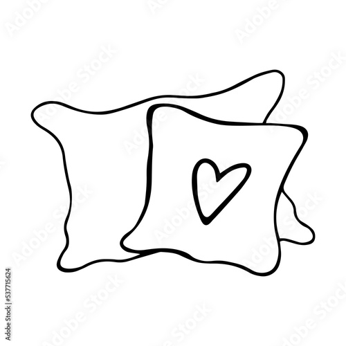 Pair of pillows in doodle style on a white background