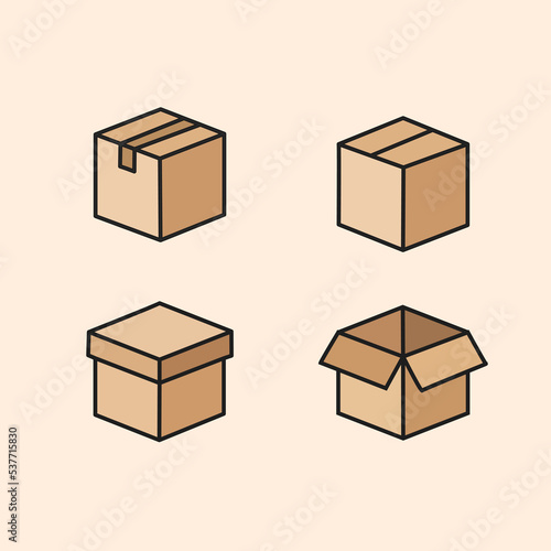 cardboard box icon collection set.