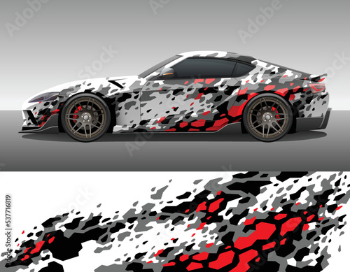 Car wrap vinyl racing decal ornament. Abstract geometric camo splash sport background design print template. Vector illustration.