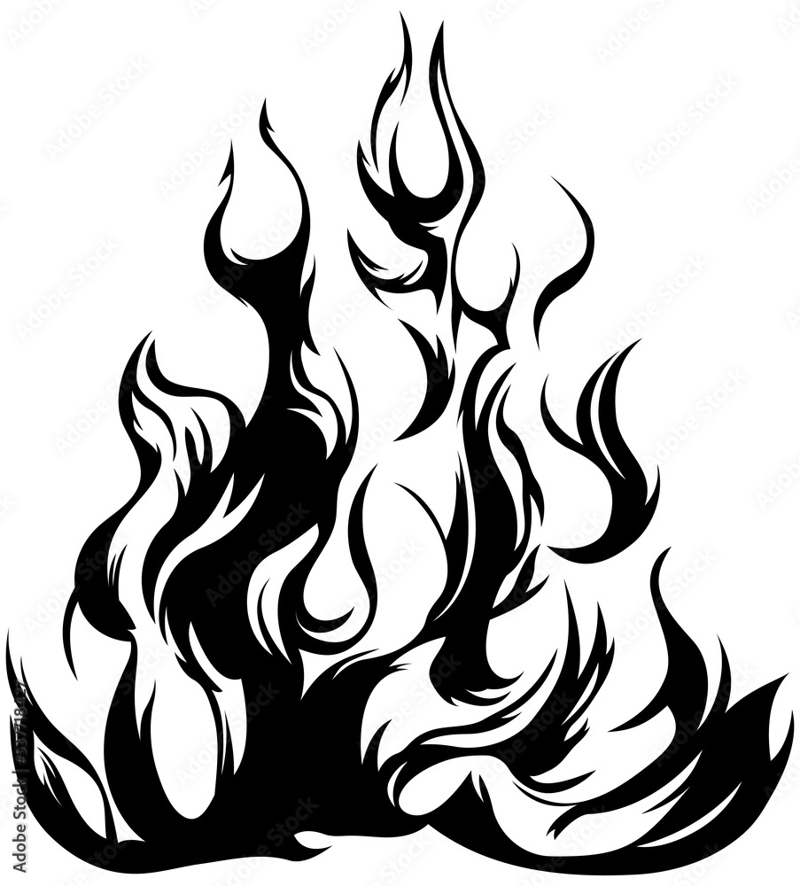 Fire flames isolated on white background. Tribal tattoo design. Fire flames isolated on white background. Tribal tattoo design.