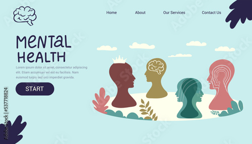 Mental health medical treatment vector illustration. specialist doctor work to give psychology love therapy for world mental health. for poster, flyer, cover, social media printing or website page