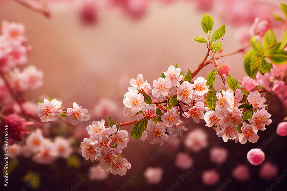 Fototapeta premium Realistic Sakura background, AI render.