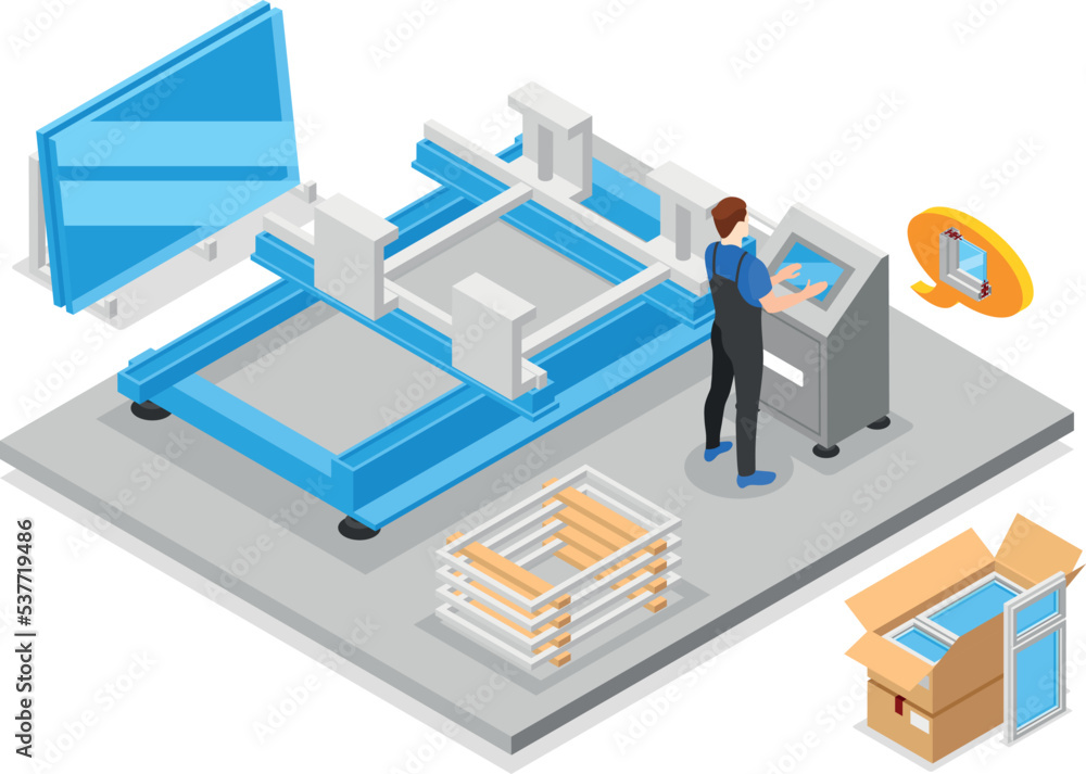 Plastic Windows Isometric Composition Plastic Windows Isometric Composition