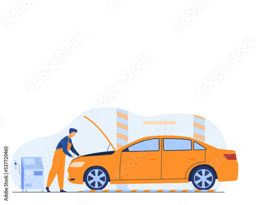 Person fixing a car vector
