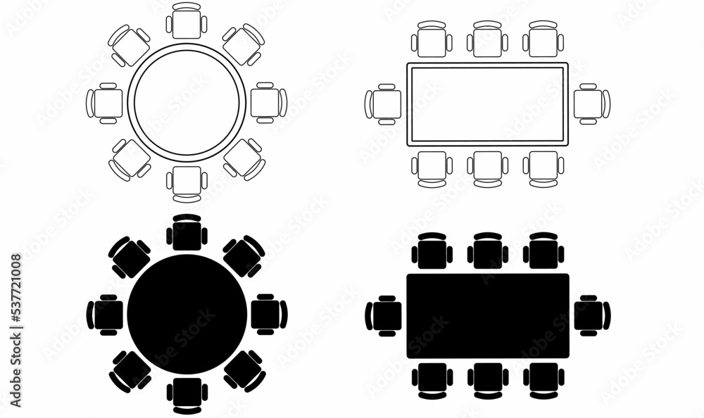 outline silhouette round rectangular table icon Stock Vector Adobe Stock