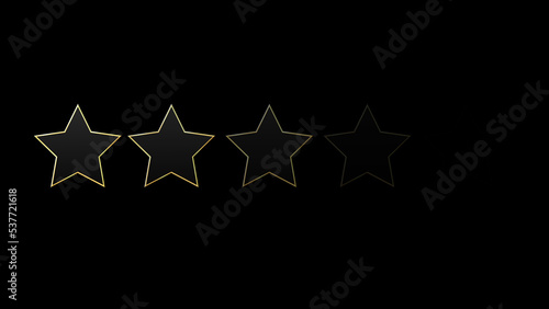 Glowing metallic stars with gold border transition, 5-star rating animation Swipe transition animation in high quality.