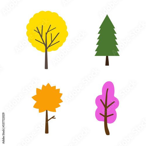summer collection tree set. nature design vector illustration