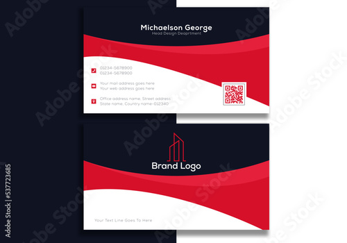Maroon red dark blue white abstract business card design template corporate company id business branding card