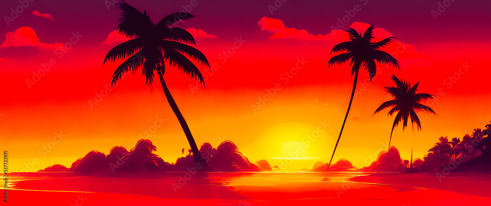 Artistic concept painting of a palm landscape, background illustration