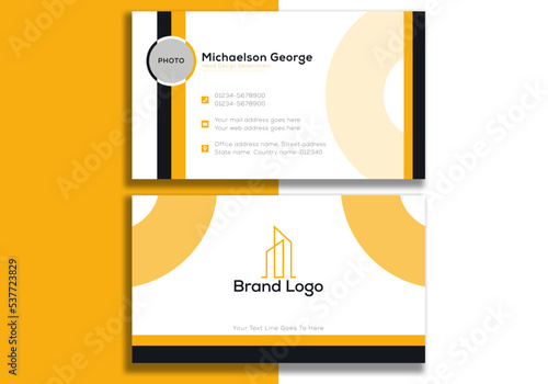 Yellow light dark black blue abstract business card design template corporate company id business branding card
