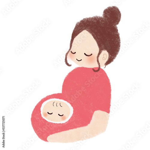 妊婦とお腹の中の赤ちゃんのかわいいイラスト素材