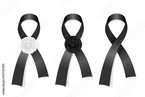 Black ribbons collection, funeral symbol