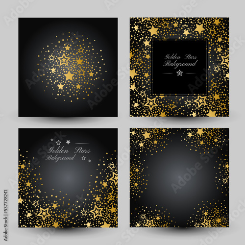 Anniversary luxury backgrounds with gold stars decoration.