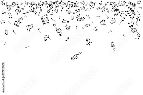 Notes on the swirl. Music decoration element isolated on the white background.