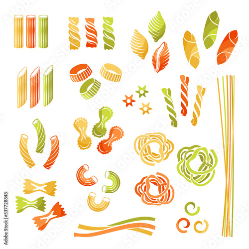 Pasta collection. Tricolor variants.