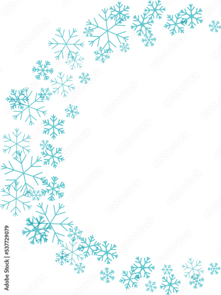 Obraz premium Flying snowflakes on the moon shape path.