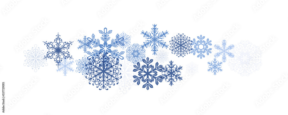 Winter decoration element from flying snowflakes. Winter decoration element from flying snowflakes.