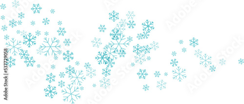 Flying snowflakes on the wavy path.