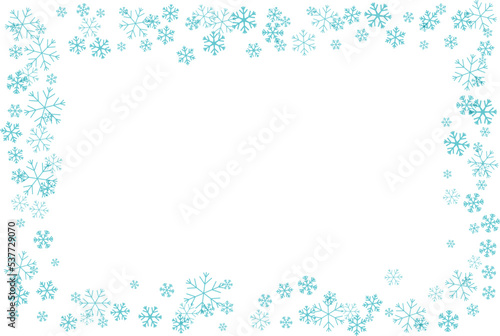 Flying snowflakes frame.