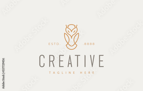 Owl Bird Line Logo Design