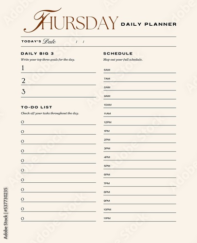 Daily planner printable template.Schedule,notes for the day. 