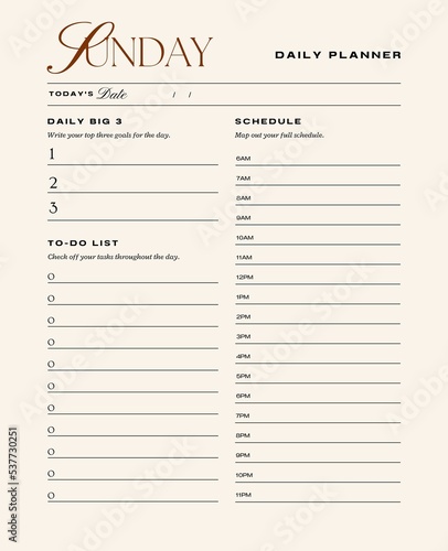 Daily planner printable template.Schedule,notes for the day. 
