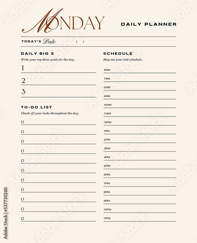 Daily planner printable template.Schedule,notes for the day. 