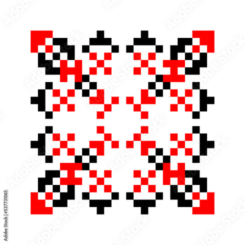 Traditional Ukrainian knitted embroidery art, ethnic mandala ornament vyshyvanka