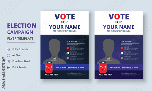 Election Campaign Flyer Template, Political Campaign Flyer Template, Vote Flyer Template, Political Election Poster photo