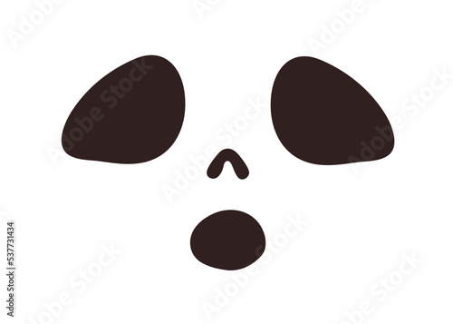 Halloween face stencil with scared frightened shocked expression. Spooky character silhouette with afraid surprised emotion. Scary creepy ghoul. Flat vector illustration isolated on white background