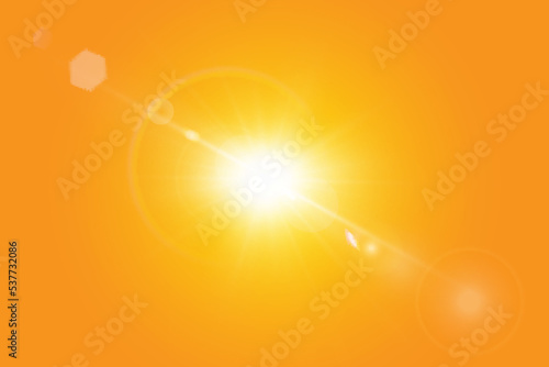 Warm sun on a yellow background. Leto.bliki solar rays.Оrange yellow background.