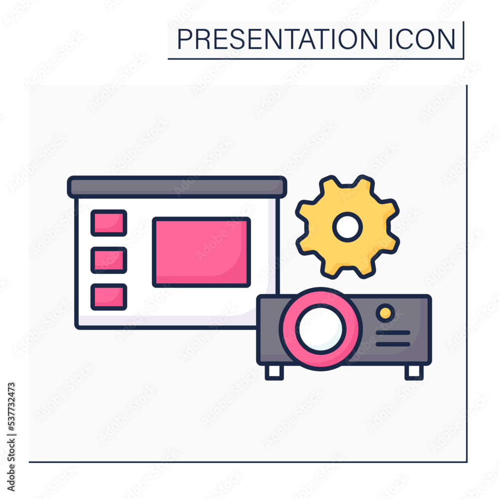 Overhead projector color icon. Projector for projecting onto vertical