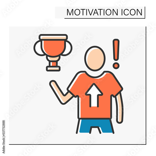 Achievement motivation color icon.Pursuing and achieving specific goals not for rewards. Motivation concept. Isolated vector illustration