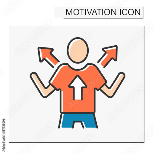 Fear motivation color icon. Fear drives people into action. Negative motivator uses punishment for goals achieving.Motivation concept. Isolated vector illustration