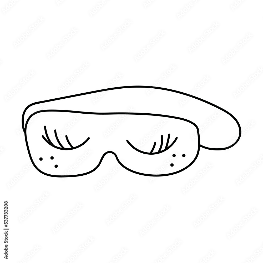 Hand drawn vector illustration of sleep mask Hand drawn vector illustration of sleep mask