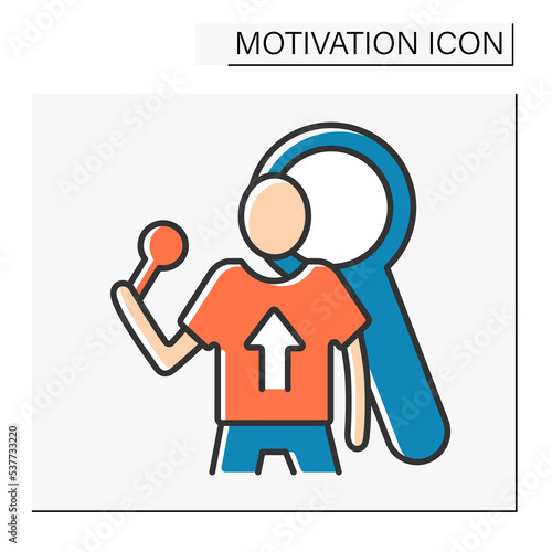 Search for motivation color icon. Searching for hobbies, actions for inspiration. Motivation concept. Isolated vector illustration