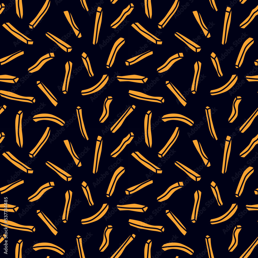 French fries. Fried crispy potato straws. Seamless vector pattern French fries. Fried crispy potato straws. Seamless vector pattern