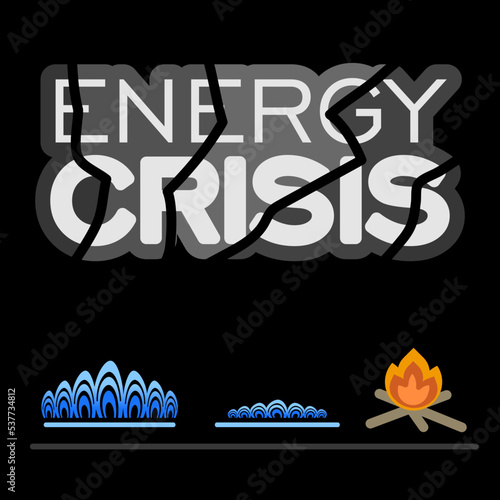 Energy crisis icon symbol. No gas, fire is burning
