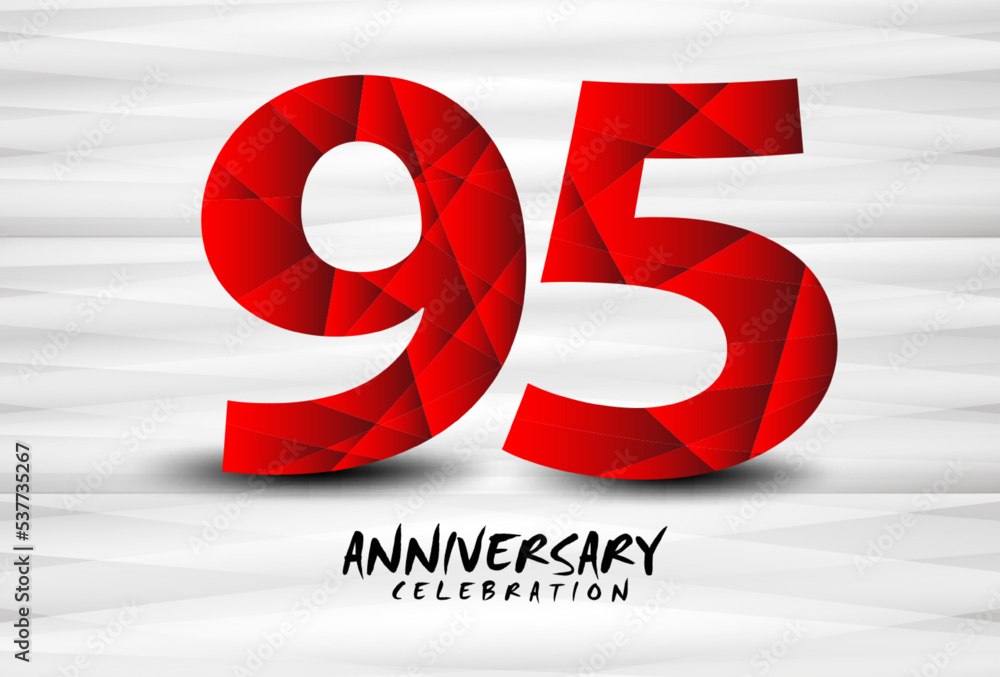 95 Year Anniversary Celebration Logo red polygon vector, 95 Number ...