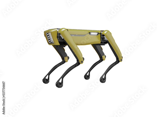 3d illustration of brown robot dog on white background no shadow