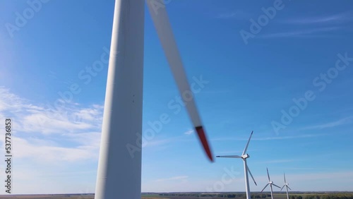 Wind turbines. Wind generator. Renewable energy sources. Environmental protection. Respect for the environment. Innovation. Electricity generation. Friendly industry to environment. Wind farm.