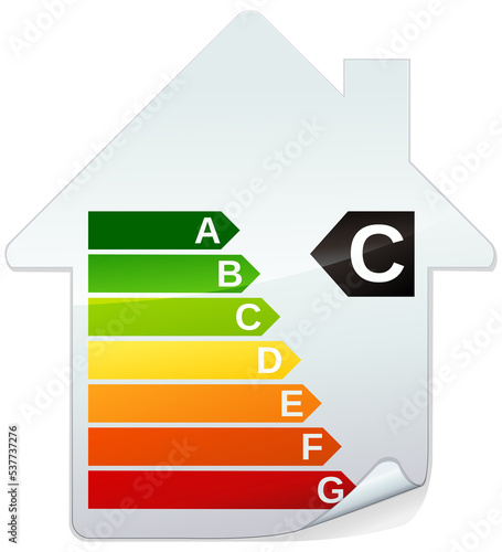 Class C building energy efficiency sticker (metal reflection)	
