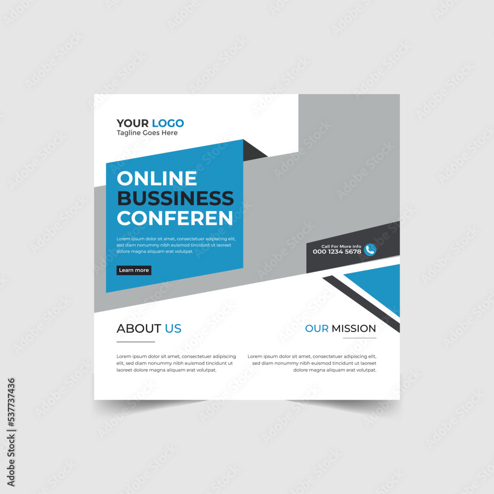 Professional Online Business Conference marketing social media post and banner template
