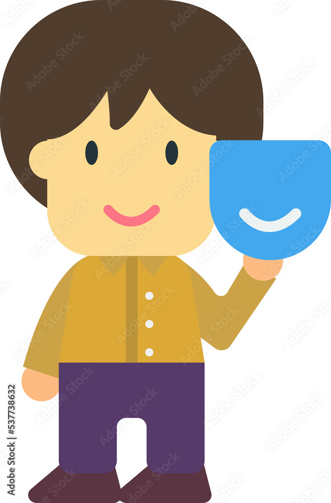 boy and fancy mask illustration in minimal style boy and fancy mask illustration in minimal style