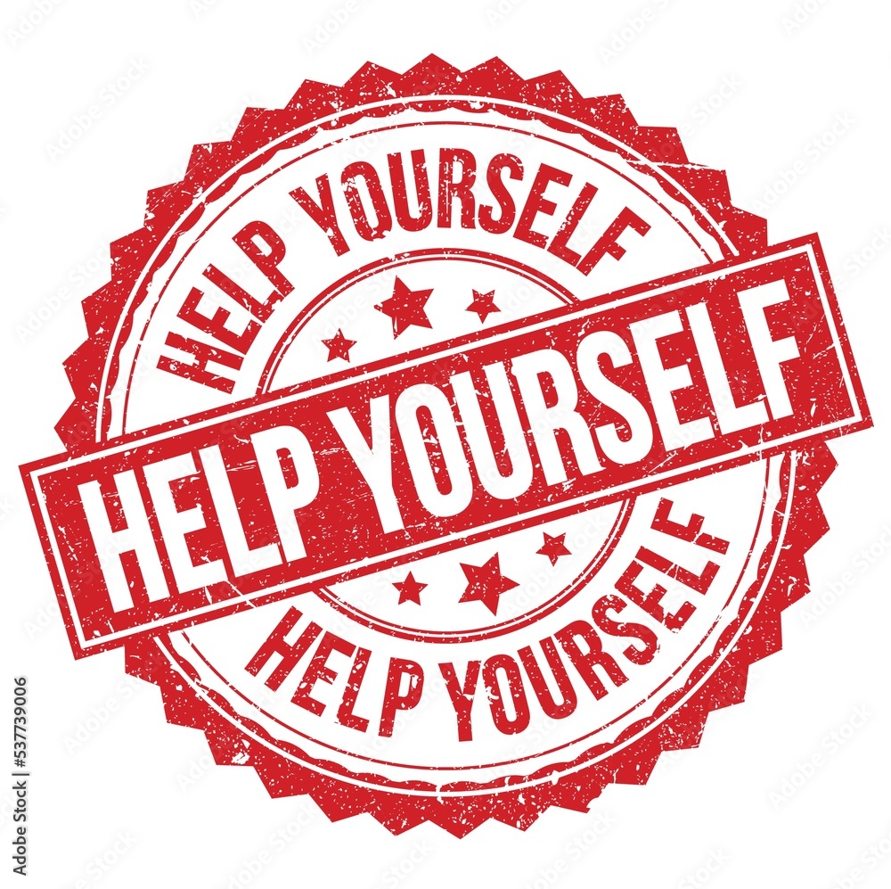 HELP YOURSELF text on red round stamp sign HELP YOURSELF text on red round stamp sign