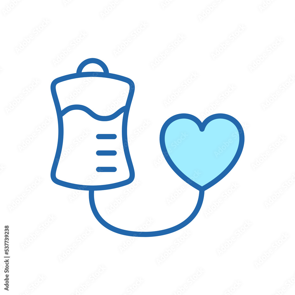 Blood Donation Bag with Heart Linear Icon. Concept of Transfusion Blood. Symbol of Support, Volunteer, Charity and Donation Organization. World Donor Day. Editable stroke. Vector illustration Blood Donation Bag with Heart Linear Icon. Concept of Transfusion Blood. Symbol of Support, Volunteer, Charity and Donation Organization. World Donor Day. Editable stroke. Vector illustration