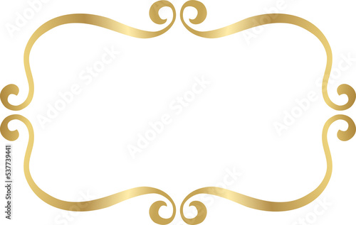 Figured gold frame. For the design of invitations, booklets, posters. PNG